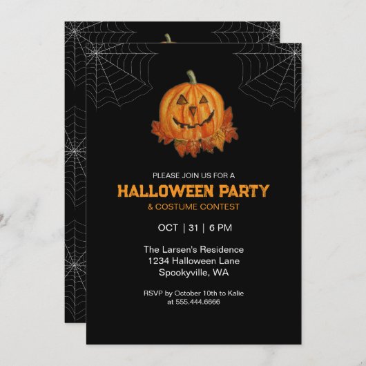 Waterverf pompoen Halloween Party Invitation (Voorkant / Achterkant)