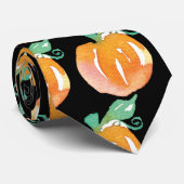 Waterverf Pompoen Halloween Zwart Stropdas (Opgerold)