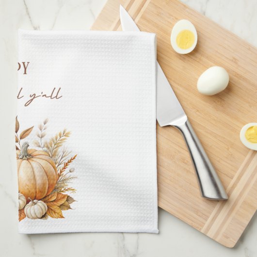 Waterverf Pompoen, Happy Herfst Y'all Theedoek (Quarter Fold)