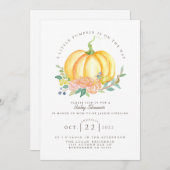 Waterverf pompoen | HERFST BABY SHOWER Kaart (Voorkant / Achterkant)