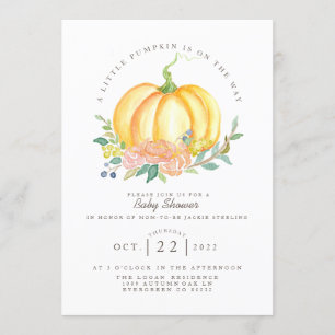Waterverf pompoen   HERFST BABY SHOWER Kaart