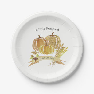 Waterverf Pompoen Herfst Baby Shower Papieren Bord