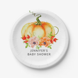 Waterverf pompoen herfst baby shower papieren bordje