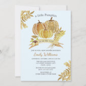 Waterverf Pompoen Herfst Blauw Baby shower Kaart (Voorkant)