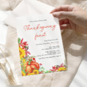 Waterverf Pompoen Herfst Bloemen Thanksgiving Kaart