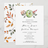 Waterverf pompoen Herfst foliage Rehearsal Dinner Aankondiging (Voorkant / Achterkant)