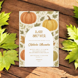 Waterverf Pompoen Herfst Herfst Bloemen Baby showe Kaart