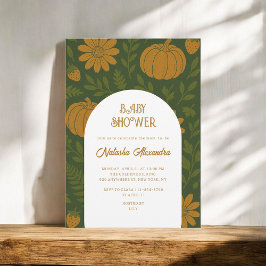 Waterverf Pompoen Herfst Herfst Bloemen Baby showe Kaart