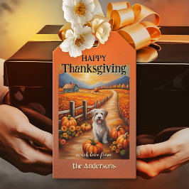 Waterverf Pompoen Herfst Landschap Thanksgiving Cadeaulabel