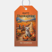 Waterverf Pompoen Herfst Landschap Thanksgiving Cadeaulabel (Voorkant)
