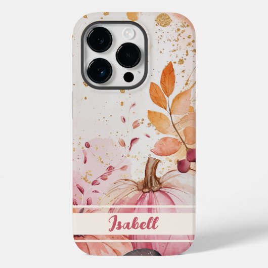 waterverf pompoen herfst ontwerp met naam Case-Mate iPhone case (Achterkant)
