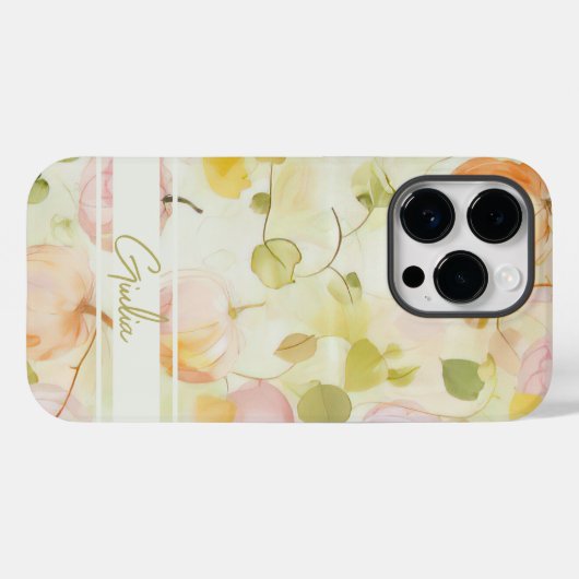 waterverf pompoen herfst ontwerp met naam Case-Mate iPhone case (Achterkant (horizontaal))