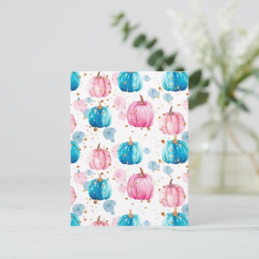 waterverf pompoen herfst patroon briefkaart (Staand voorkant)