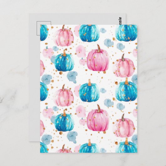 waterverf pompoen herfst patroon briefkaart (Voorkant / Achterkant)