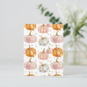 waterverf pompoen herfst patroon briefkaart (Staand voorkant)