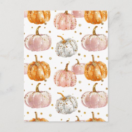 waterverf pompoen herfst patroon briefkaart (Voorkant)