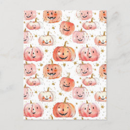 waterverf pompoen herfst patroon briefkaart