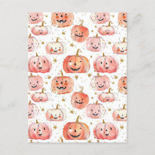 waterverf pompoen herfst patroon briefkaart