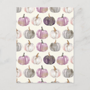 waterverf pompoen herfst patroon briefkaart