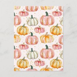 waterverf pompoen herfst patroon briefkaart