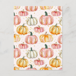 waterverf pompoen herfst patroon briefkaart