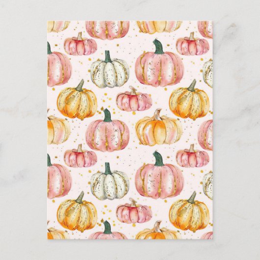 waterverf pompoen herfst patroon briefkaart (Voorkant)