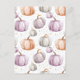 waterverf pompoen herfst patroon briefkaart