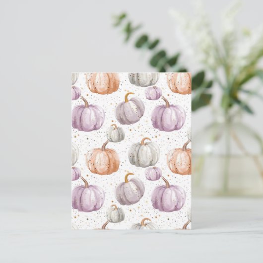 waterverf pompoen herfst patroon briefkaart (Staand voorkant)