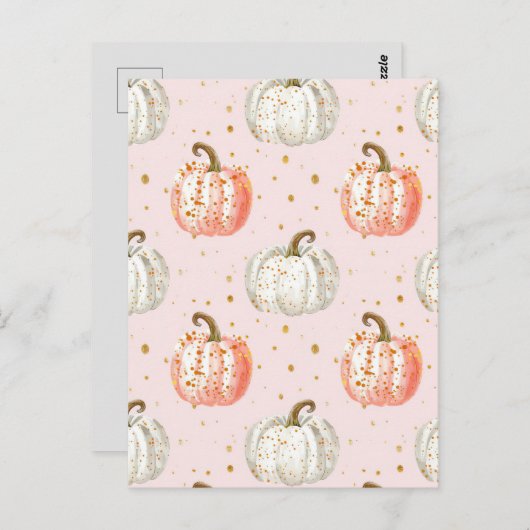 waterverf pompoen herfst patroon briefkaart (Voorkant / Achterkant)