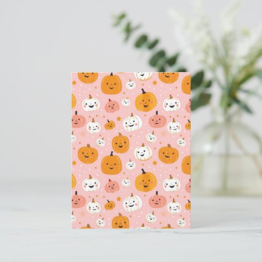 waterverf pompoen herfst patroon briefkaart (Staand voorkant)