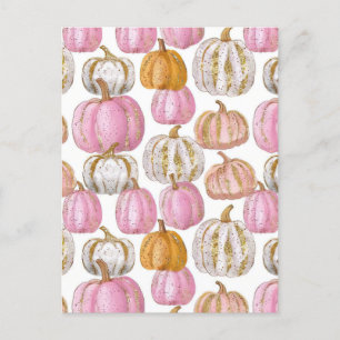 waterverf pompoen herfst patroon briefkaart