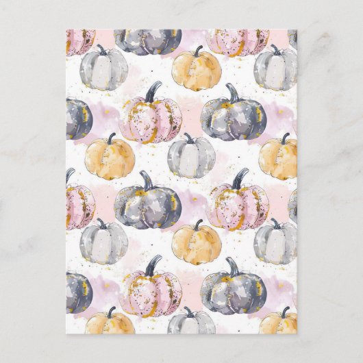 waterverf pompoen herfst patroon briefkaart (Voorkant)