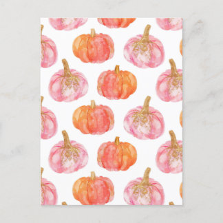 waterverf pompoen herfst patroon briefkaart