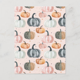 waterverf pompoen herfst patroon briefkaart
