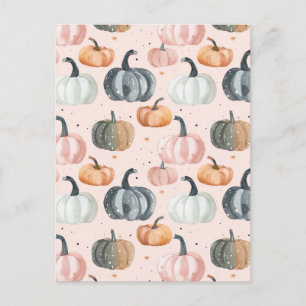 waterverf pompoen herfst patroon briefkaart