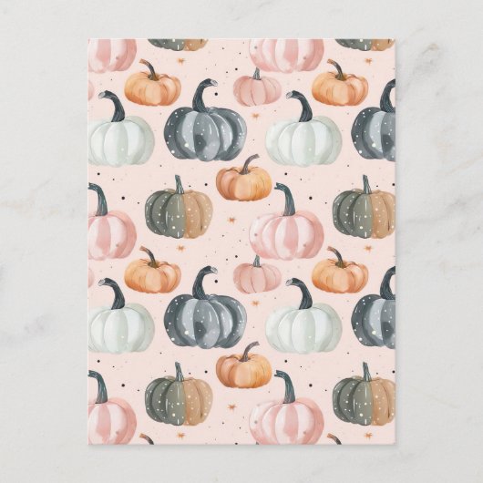 waterverf pompoen herfst patroon briefkaart (Voorkant)