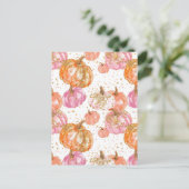 waterverf pompoen herfst patroon briefkaart (Staand voorkant)