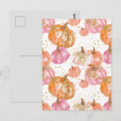 waterverf pompoen herfst patroon briefkaart (Voorkant / Achterkant)