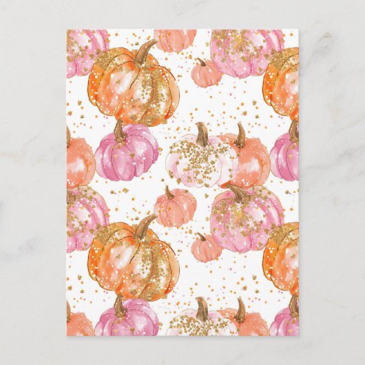 waterverf pompoen herfst patroon briefkaart (Voorkant)