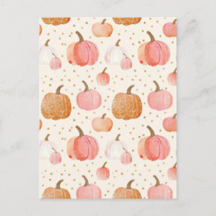waterverf pompoen herfst patroon briefkaart