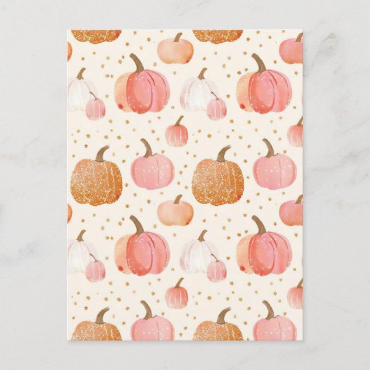 waterverf pompoen herfst patroon briefkaart (Voorkant)