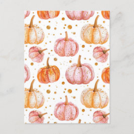 waterverf pompoen herfst patroon briefkaart
