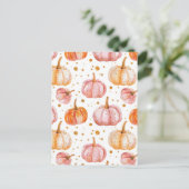 waterverf pompoen herfst patroon briefkaart (Staand voorkant)