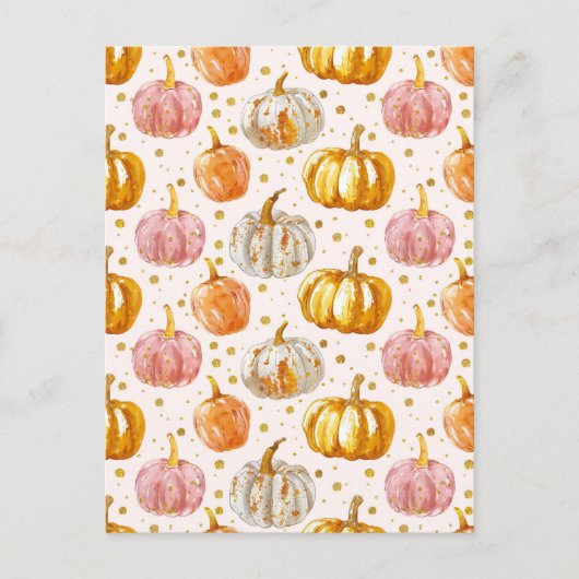waterverf pompoen herfst patroon briefkaart (Voorkant)