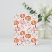 waterverf pompoen herfst patroon briefkaart (Staand voorkant)