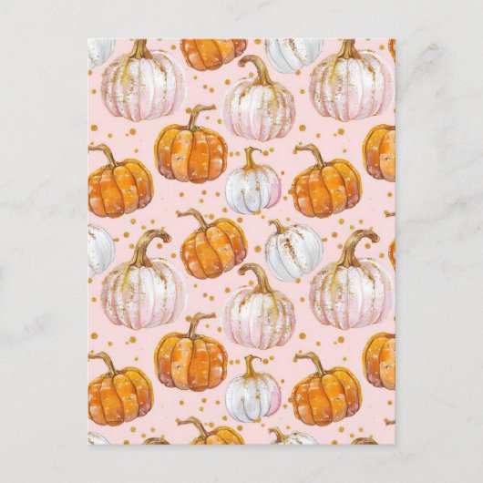 waterverf pompoen herfst patroon briefkaart (Voorkant)
