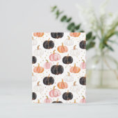 waterverf pompoen herfst patroon briefkaart (Staand voorkant)