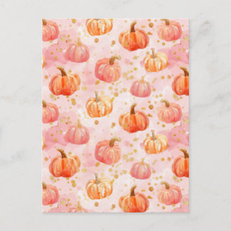 waterverf pompoen herfst patroon briefkaart