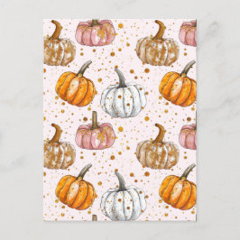 waterverf pompoen herfst patroon briefkaart