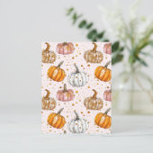 waterverf pompoen herfst patroon briefkaart (Staand voorkant)